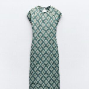 Zara Teal Geometric Midi Dress